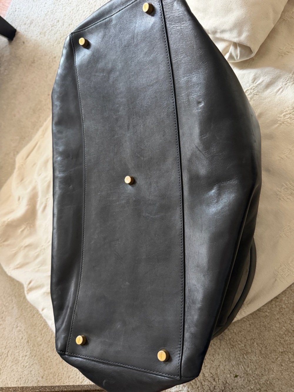 KHAITE Black Leather Duffel with Gold Hardware - Picture 10 of 10